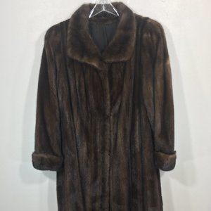 Classic Elegant MINK fur coat mahogany brown Women's 2XL Extra Large jacket 513